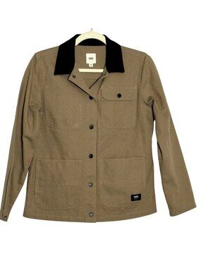 VANS Womens Chore Jacket Coat Size XS Tan Cotton Corduroy Collar Fall 2019